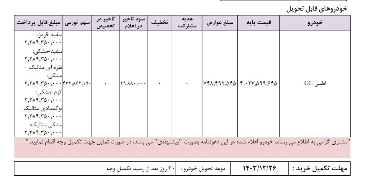 🔴دعوتنامه اطلس G موعد تحویل دی ماه 1403اعلام گردید.